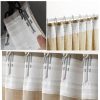 Add curtain tape with hooks for ceiling track system or rods with curtain rings , tape will be attached to the curtain.