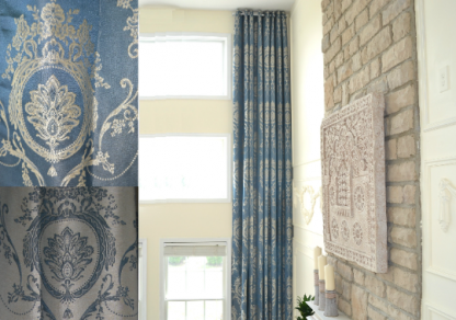 ELKCA Jacquard Luxury Gold Curtains Drapes Window Curtains For Living Room Bedroom Curtain,Grommet Top,2 Panles (Damask-Golden, 52" W X 84" L