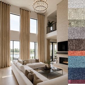 Faux linen darkening curtain extra long custom made grommets
