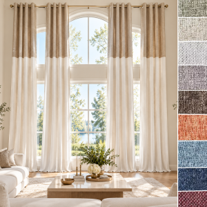 Extra long custom curtains block of two colors