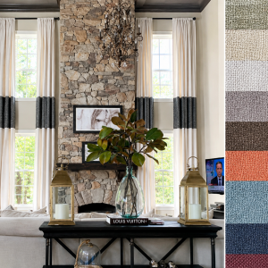 Extra long custom luxury linen curtains with stripe
