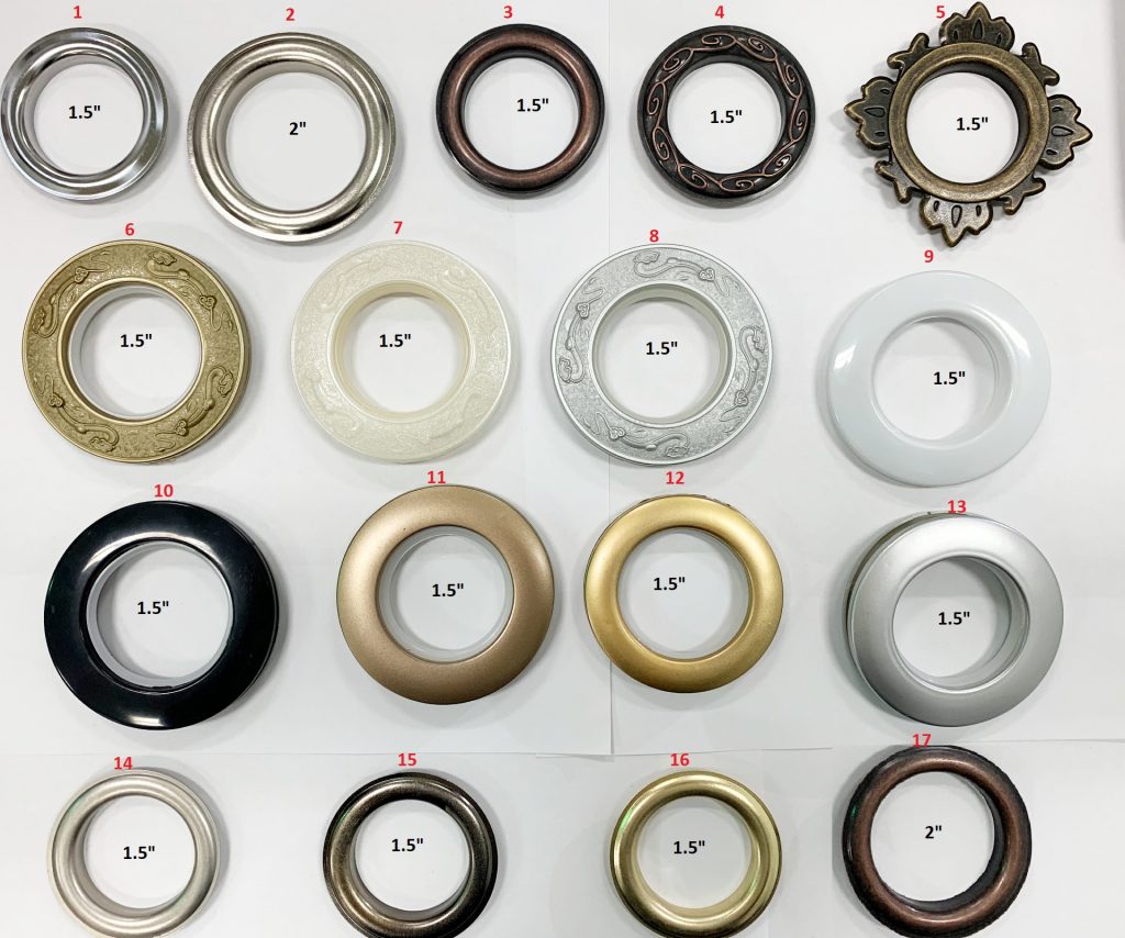 Plastic or metal grommets / eyelets top for custom made curtains