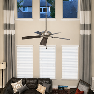 Extra long cotton curtain with pinch pleat top custom made with stripes